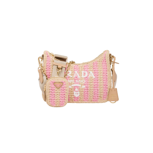 Prada Re-Edition 2005 Raffia Bag Tan Petal Pink