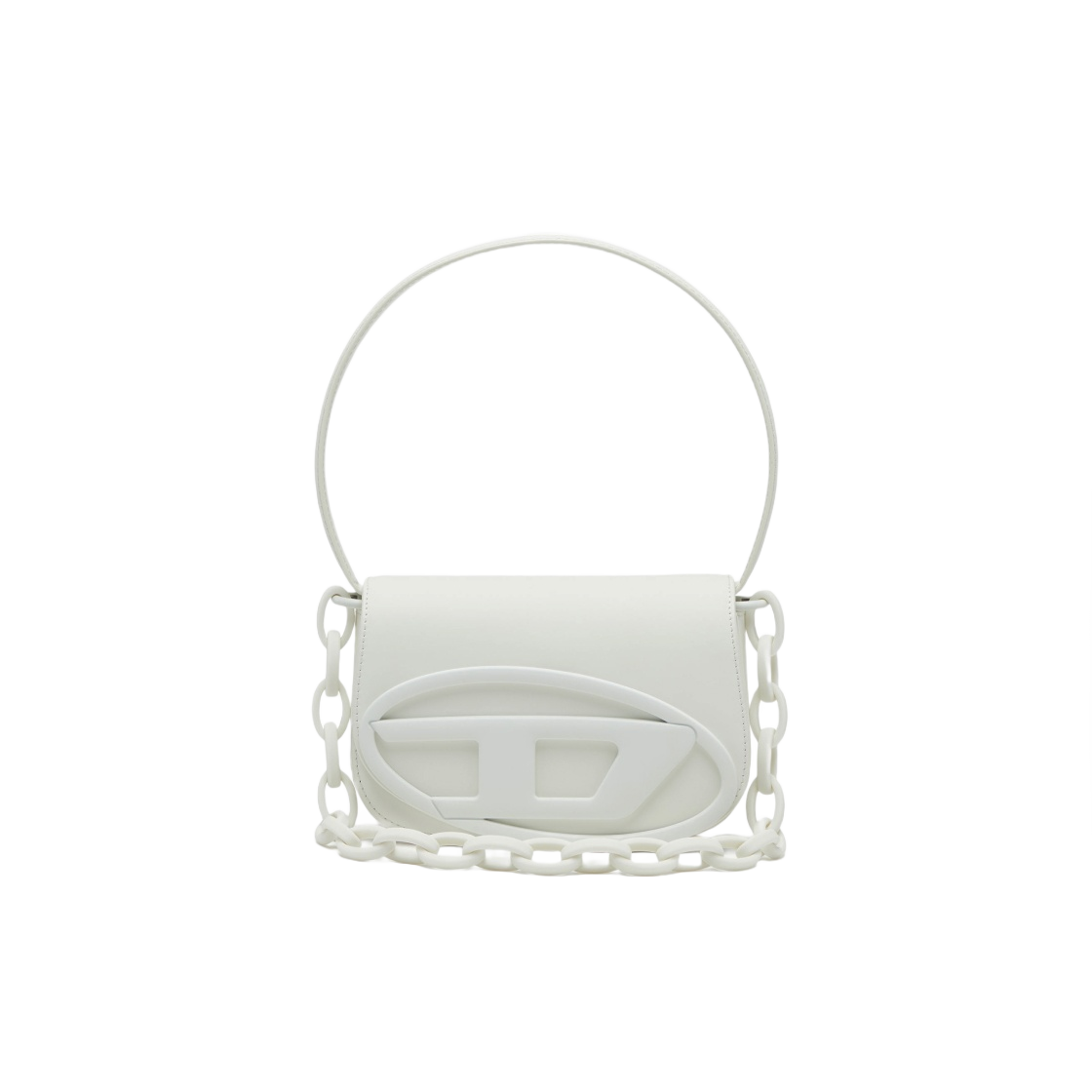 디젤 1DR 아이코닉 숄더백 인 매트 레더 화이트(Diesel 1DR Iconic Shoulder Bag in Matte Leather White)