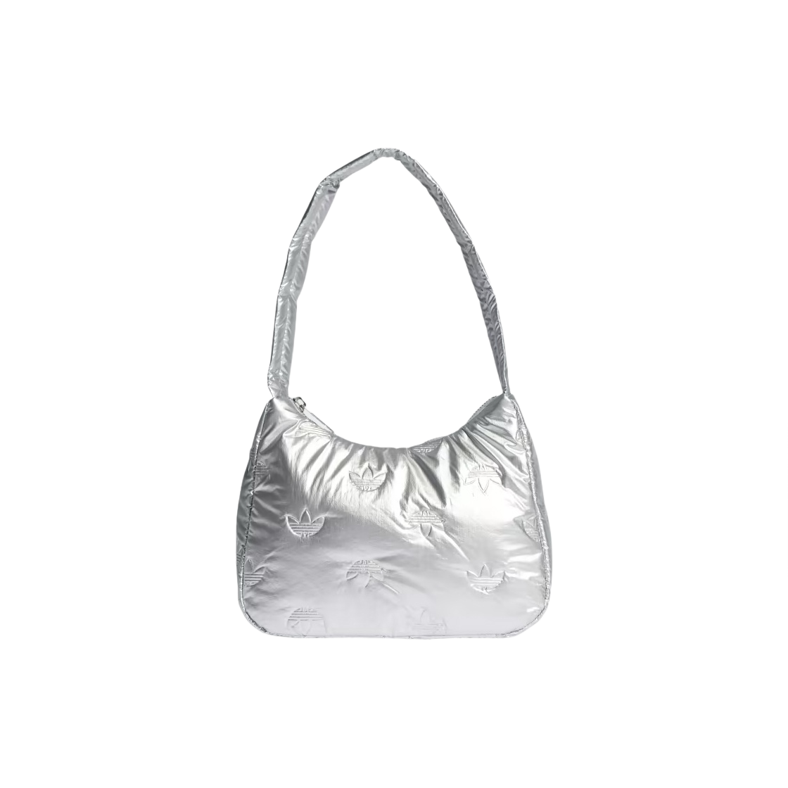 II3393 Adidas Puffy Satin Mini Shoulder Bag Silver Metallic - 대표 이미지 #1