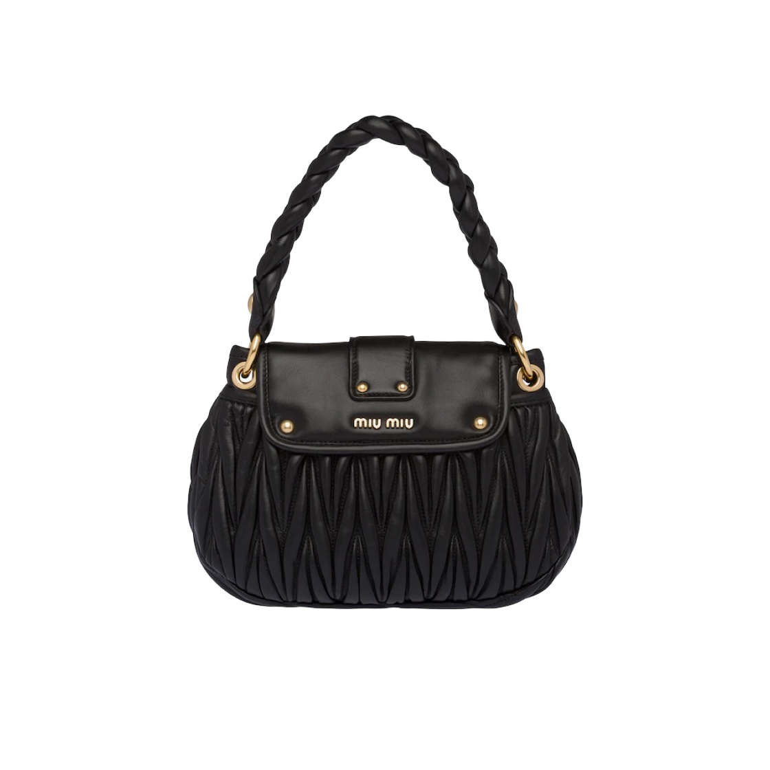 미우 미우 마테라쎄 나파 레더 미우 코퍼 핸드백 블랙(Miu Miu Matelasse Nappa Leather Miu Coffer Handbag Black) - 3