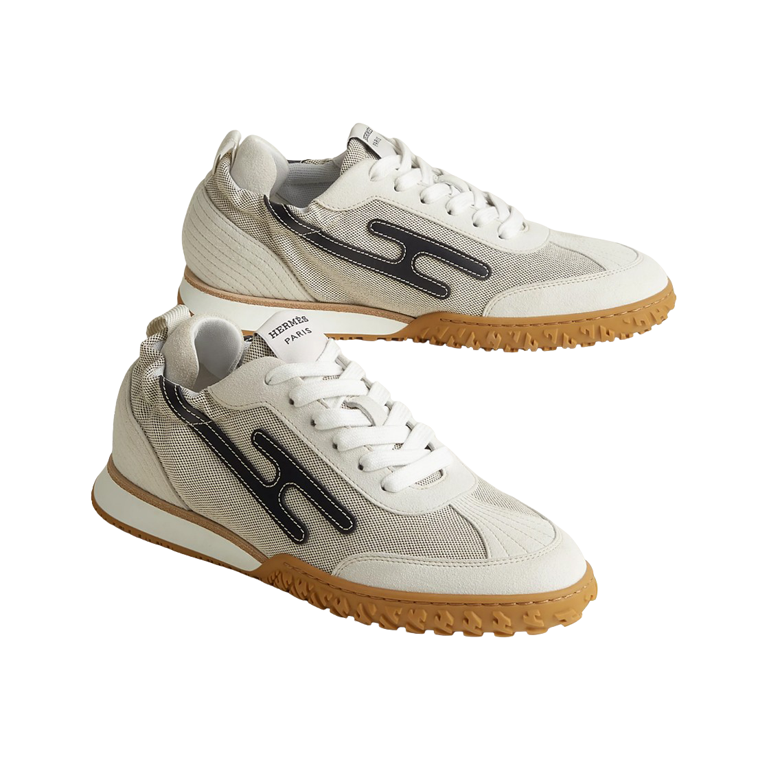 (W) 에르메스 제트 스니커즈 H 캔버스 스웨이드 고트스킨 카프스킨 & 멀티꼴로르 프루누아((W) Hermes Jet Sneakers H Canvas Suede Goatskin Calfskin & Multicolore Prunoir) - 2