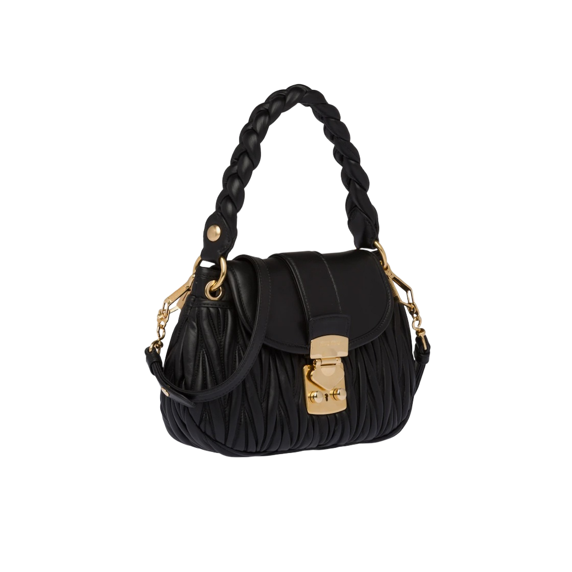 미우 미우 마테라쎄 나파 레더 미우 코퍼 핸드백 블랙(Miu Miu Matelasse Nappa Leather Miu Coffer Handbag Black) - 2