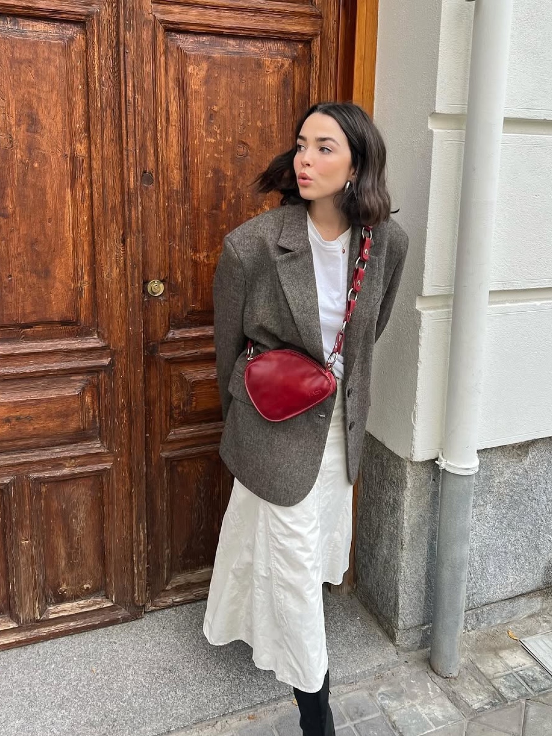 Dunst 3 Button Heavy Wool Jacket Beige Herringbone, Gyeong Fringe Herringbone Jacket White & Black 착용 스타일 - 3