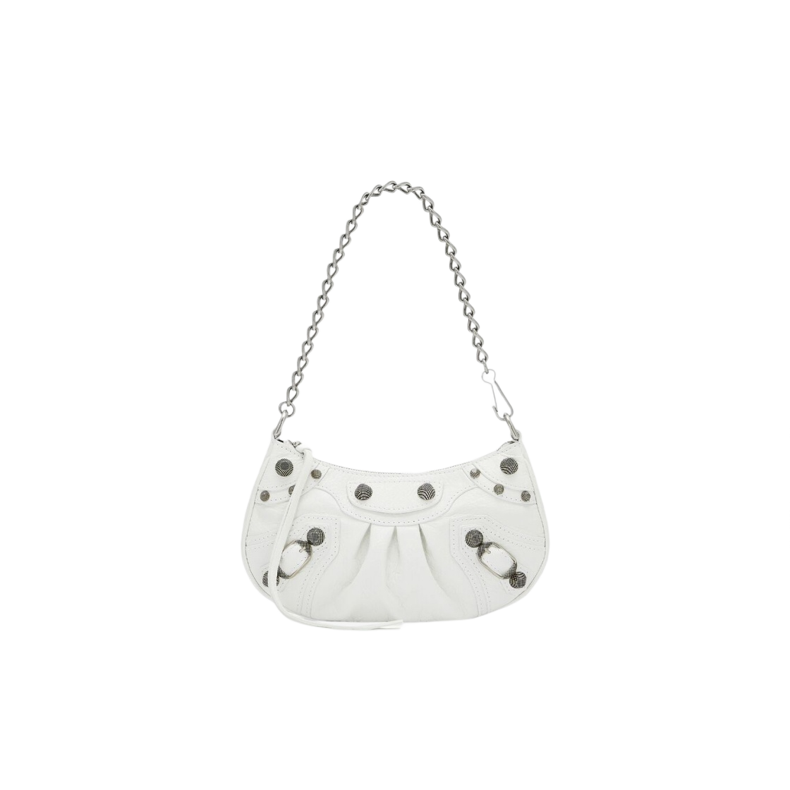 6958141VG9Y9104 Balenciaga Le Cagole Mini Bag with Chain Off White