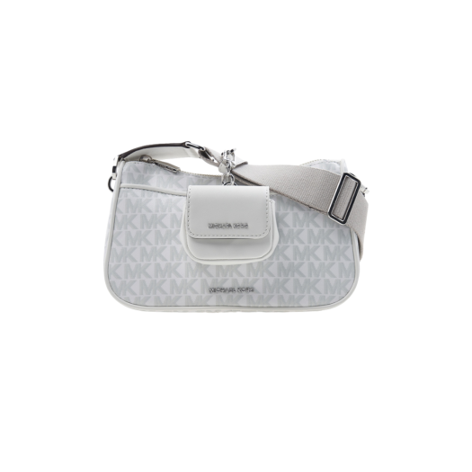 Michael Kors Jet Set Monogram Crossbody Bag Optic White Alluminium