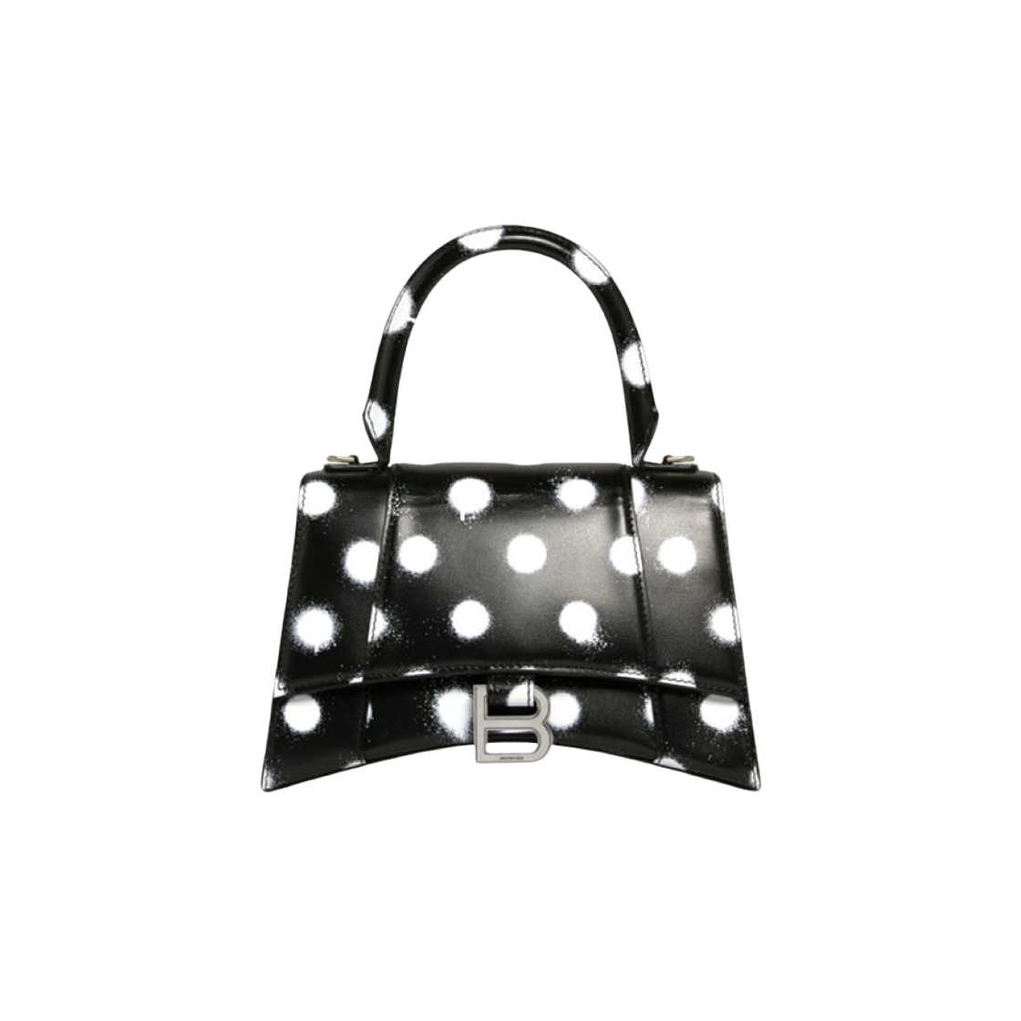 발렌시아가 아워글래스 스몰 핸드백 스프레이드 폴카 닷 프린티드 박스 블랙(Balenciaga Hourglass Small Handbag Sprayed Polka Dots Printed Box Black) - 1
