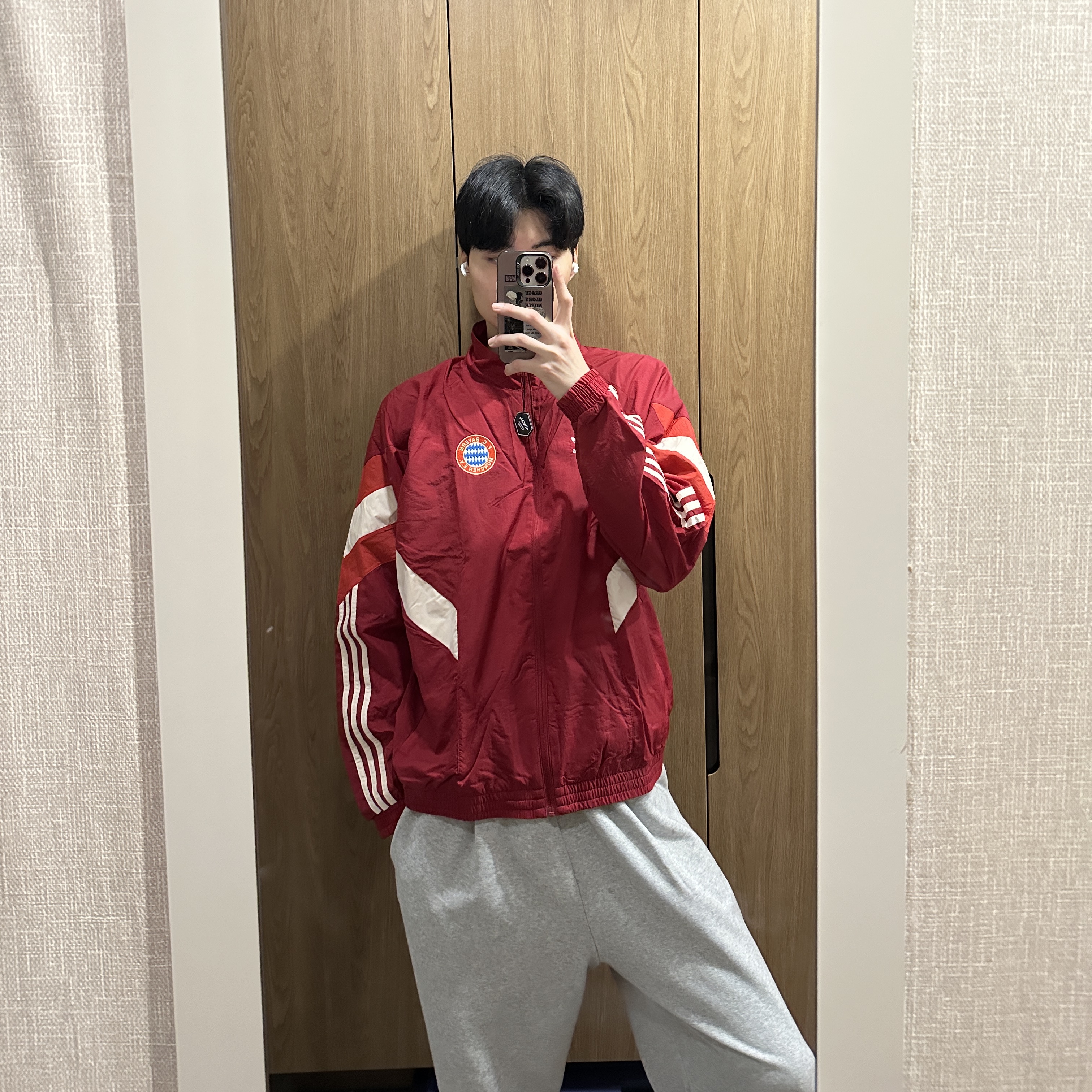 Adidas Bayern Munchen Originals Track Top Active Maroon - KR Sizing 착용 스타일