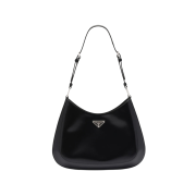 Prada Cleo Brushed Leather Shoulder Bag Black