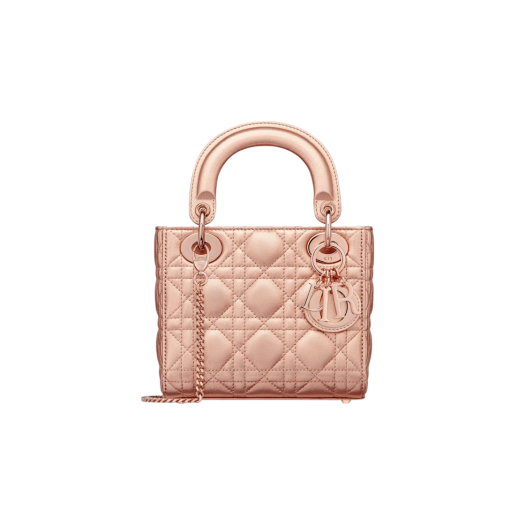 Dior Mini Lady Bag Metallic Cannage Lambskin Pink Iridescent