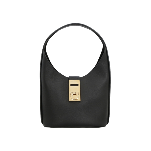 Ferragamo Medium Hobo Bag with Buckle Black