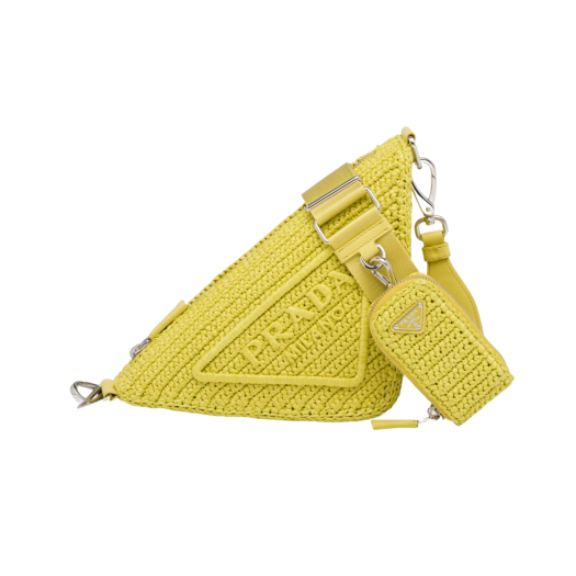 Prada Raffia Triangle Bag Citron Green