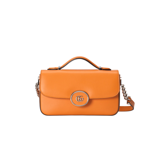 Gucci Petite GG Mini Shoulder Bag Orange Leather