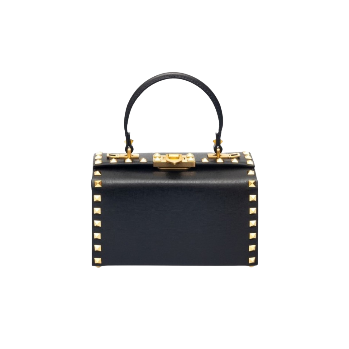 발렌티노 락스터드 알코브 그레이니 카프스킨 박스 백 블랙(Valentino Rockstud Alcove Grainy Calfskin Box Bag Black) - 2