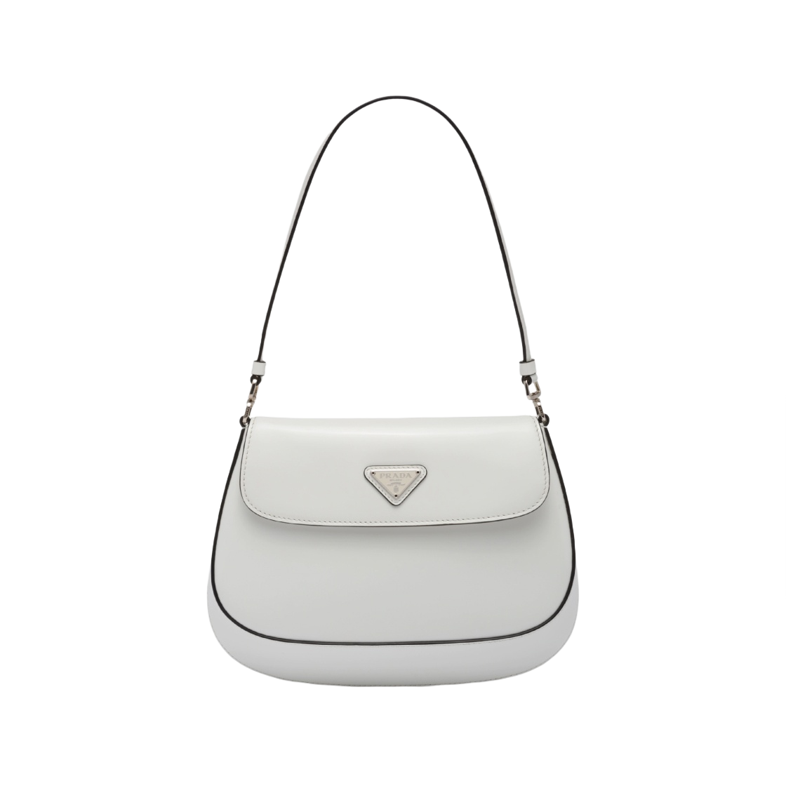 프라다 플랩 클레오 브러쉬드 레더 숄더백 화이트 N(Prada Cleo Brushed Leather Shoulder Bag with Flap White N)