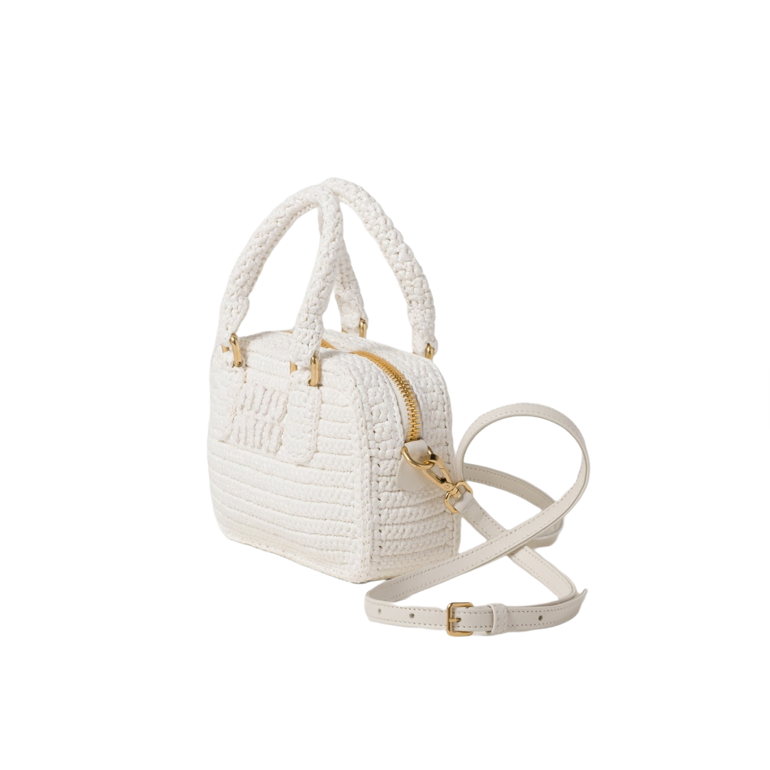미우 미우 크로쉐 탑 핸들백 화이트(Miu Miu Crochet Top Handle Bag White) - 2