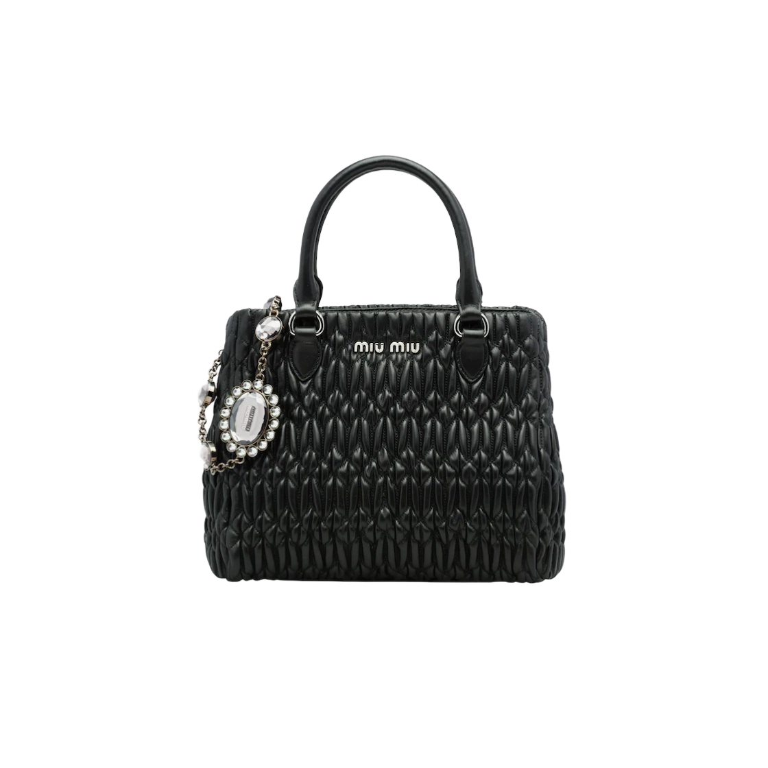 미우 미우 크리스탈 클로케 나파 가죽 핸드백 블랙(Miu Miu Crystal Cloque Nappa Leather Handbag) - 1