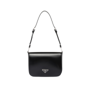 Prada Brushed Leather Shoulder Bag Black