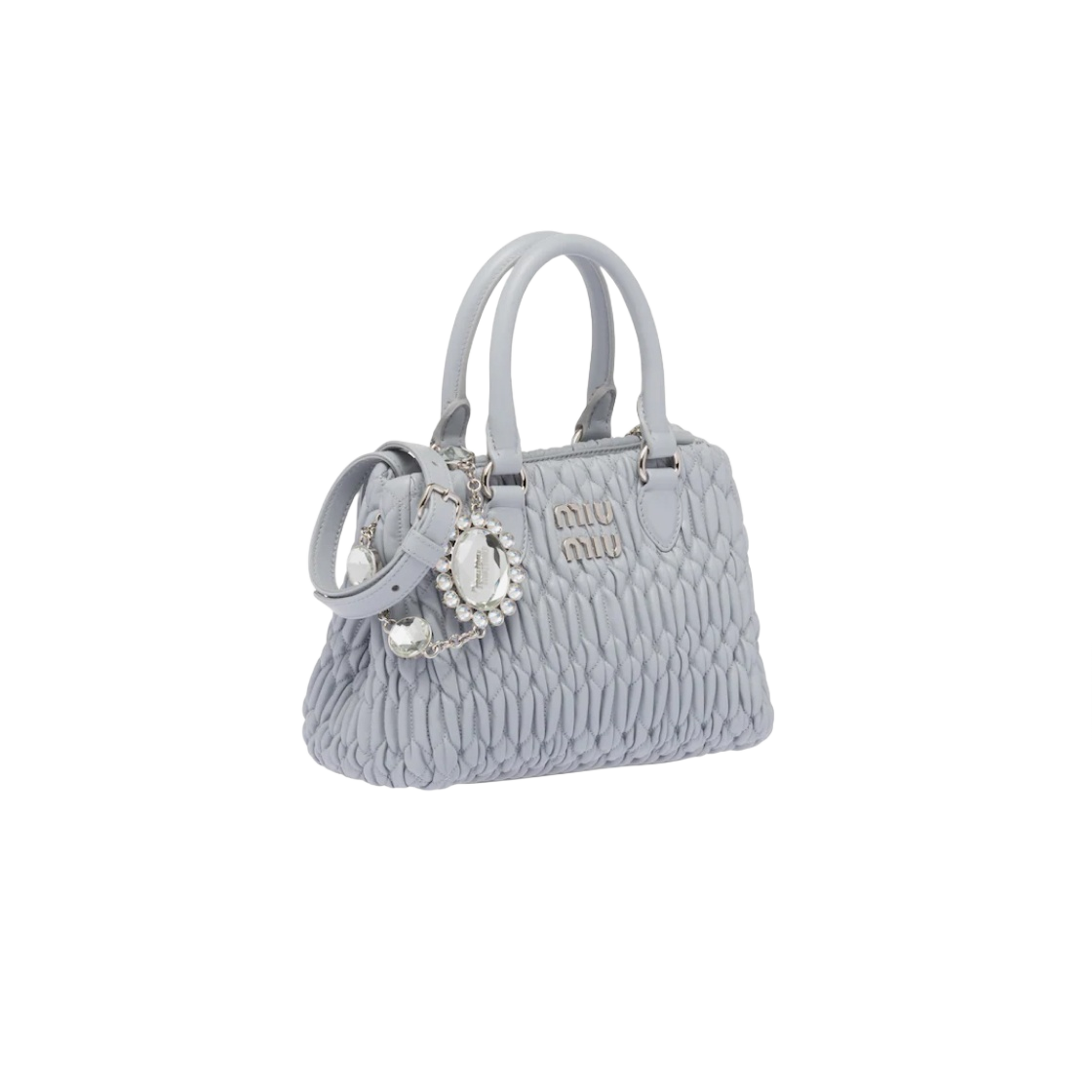 미우 미우 크리스탈 나파 가죽 핸드백 콘플라워(Miu Miu Crystal Nappa Leather Handbag Cornflower) - 2