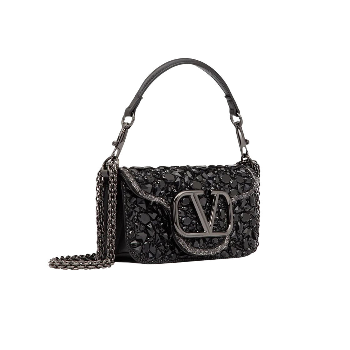 발렌티노 크리스탈 스몰 로코 숄더백 블랙(Valentino Small Loco Shoulder Bag With Crystals Black) - 2