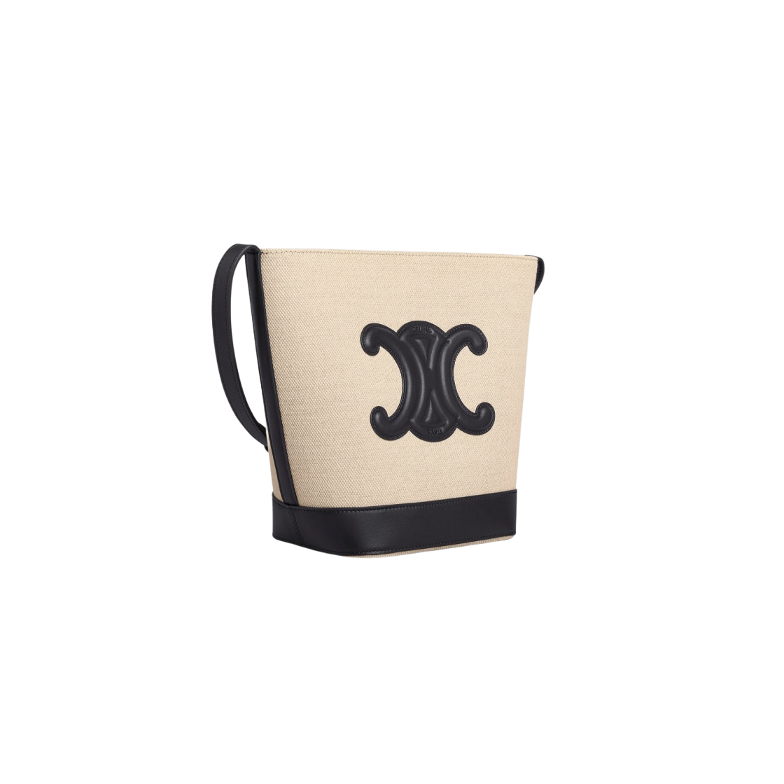 198242DU7-01VK Celine Small Bucket Bag Cuir Triomphe in Textile Calfskin Vanilla Black - #2