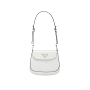 Prada Cleo Brushed Leather Mini Bag with Flap White N