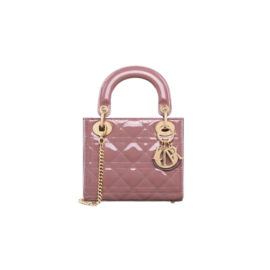 Dior Mini Lady Bag Patent Cannage Calfskin Peony Pink
