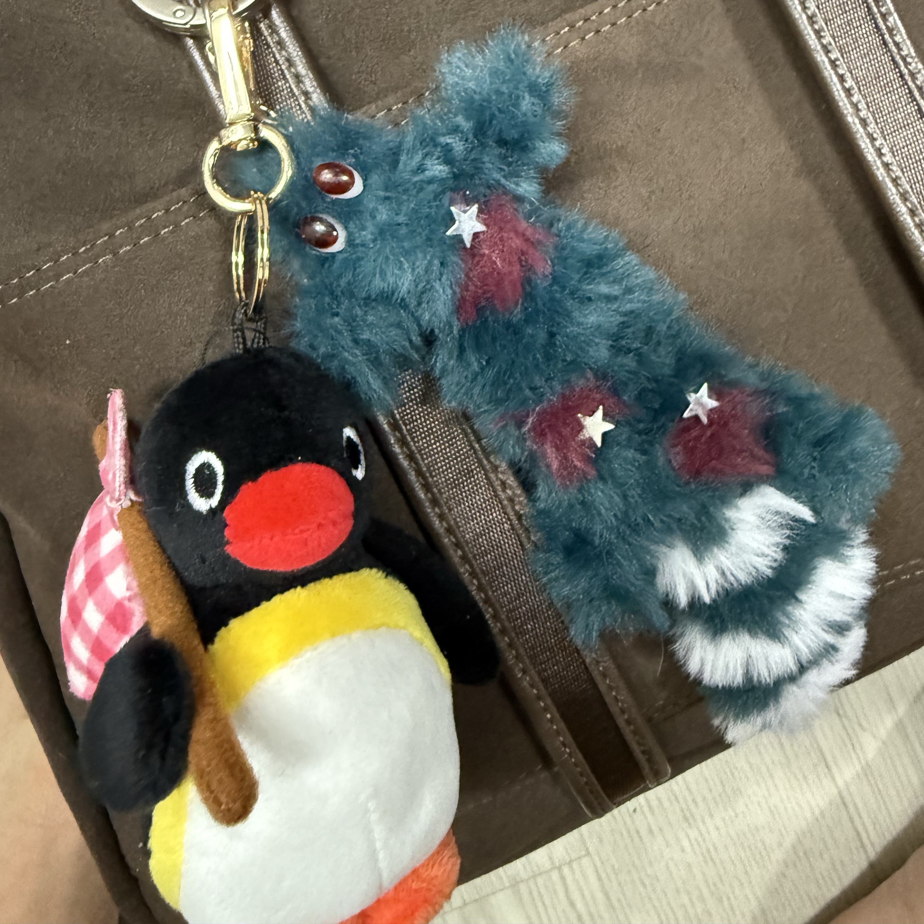 Pingu Bottari Keyring, Neue Leather Boston Bag L Brown 착용 스타일 - 1