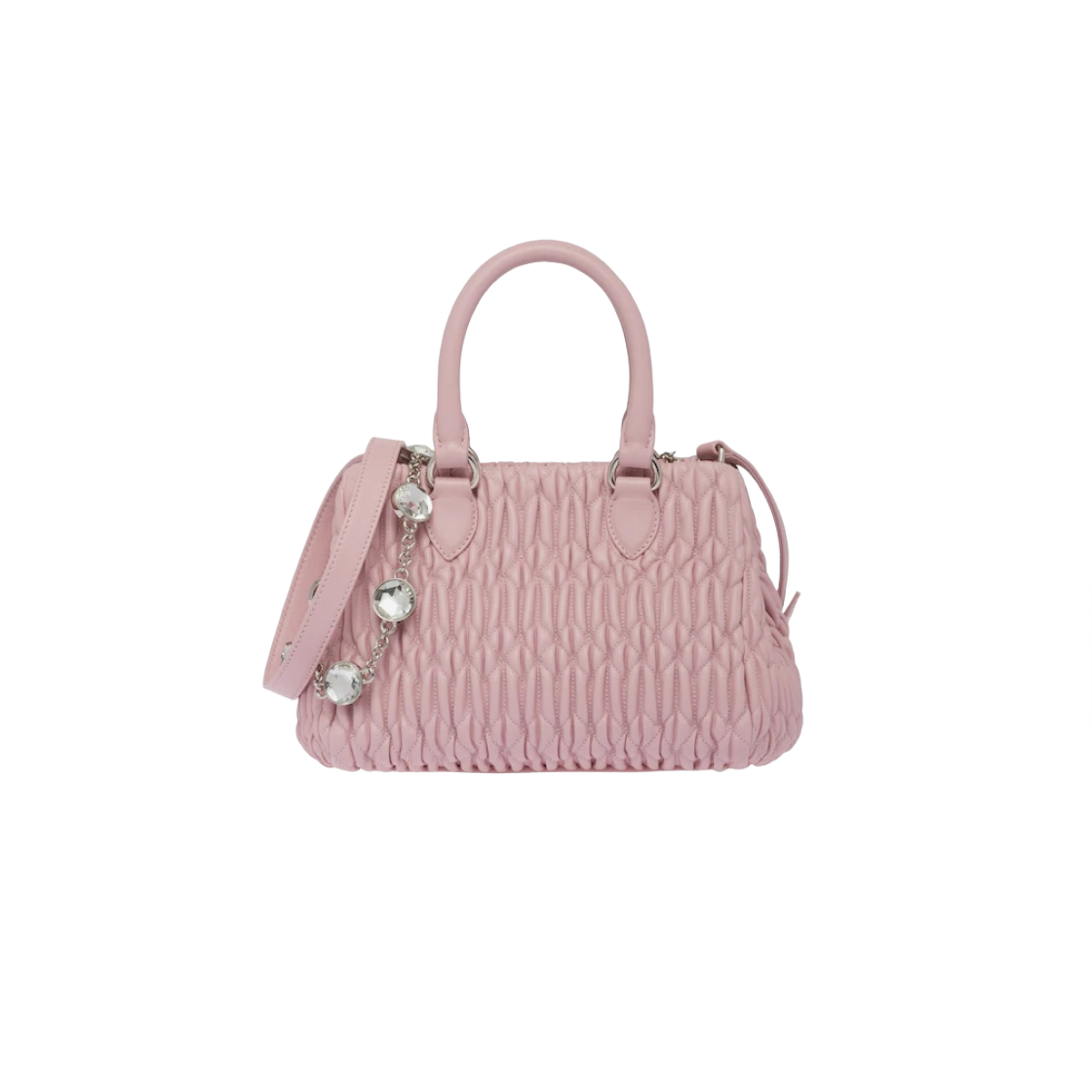 미우 미우 크리스탈 나파 가죽 핸드백 앨러배스터 핑크(Miu Miu Crystal Nappa Leather Handbag Alabaster Pink) - 3