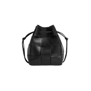 Bottega Veneta Small Leather Cassette Bucket Bag Black
