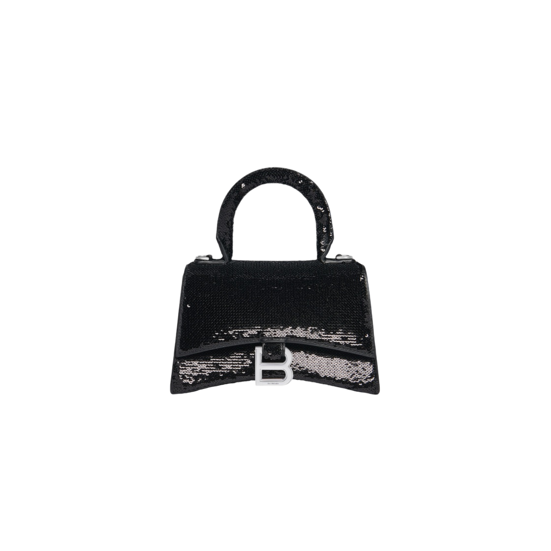 발렌시아가 아워글래스 XS 핸드백 체인 앤 시퀸 블랙(Balenciaga Hourglass XS Handbag with Chain and Sequins Black) - 1