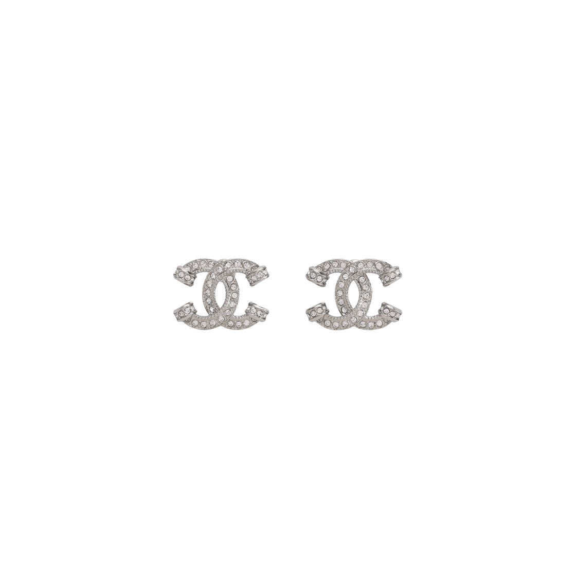 W) 샤넬 이어링 메탈 스트라스 & 실버 크리스탈 | Chanel | KREAM