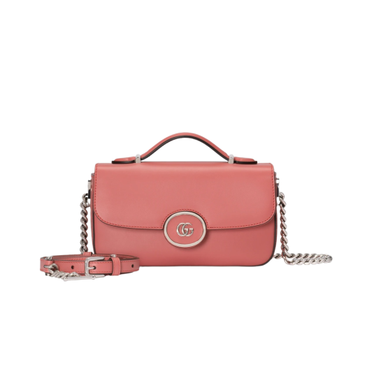Gucci Petite GG Mini Shoulder Bag Pink Leather
