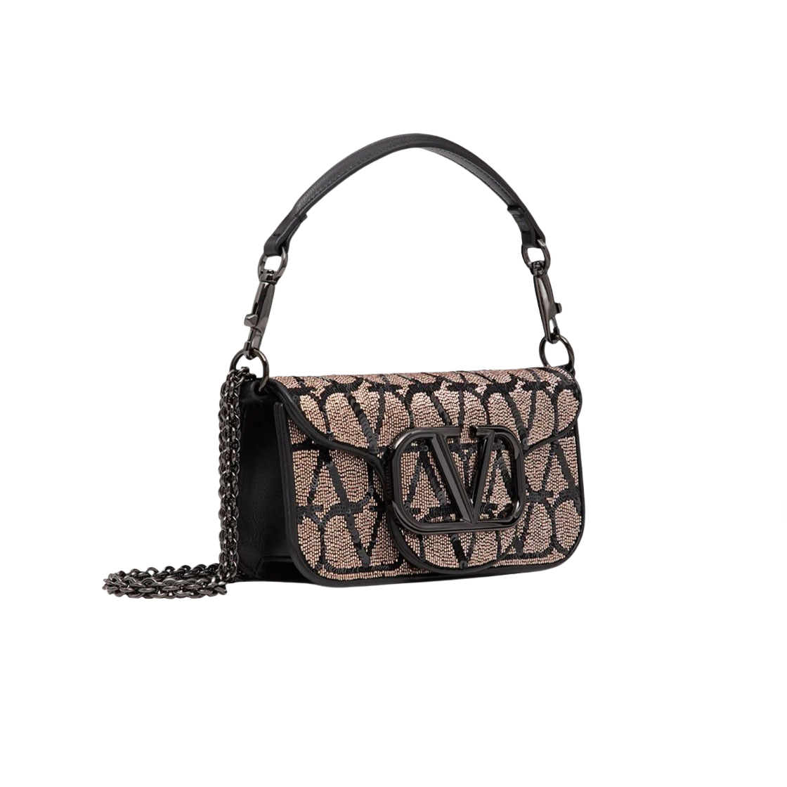 발렌티노 트왈 아이코노그래피 자수 스몰 로코 숄더백 라이트 카멜 블랙(Valentino Small Loco Shoulder Bag With Toile Iconographe Embroidery Light Camel-Black) - 2