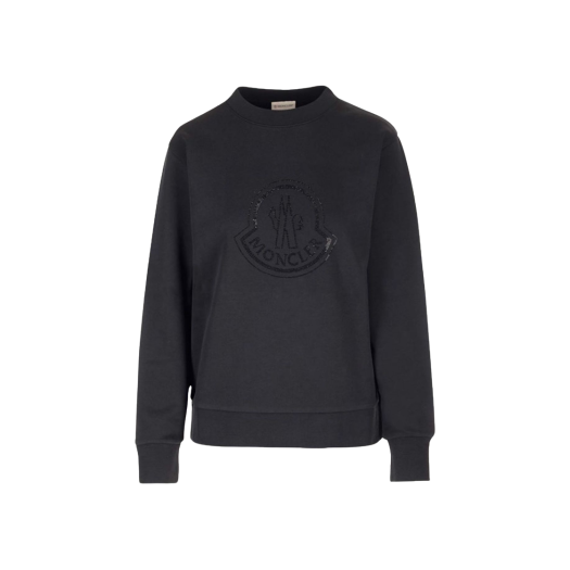 (W) Moncler Crystal Logo Cotton Sweatshirt Black - 23FW