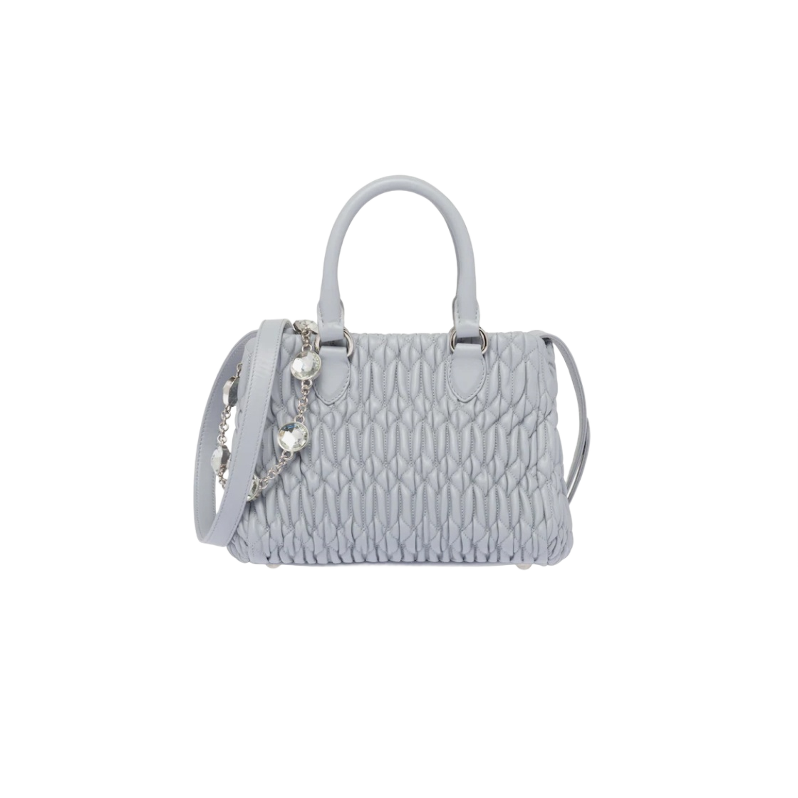 미우 미우 크리스탈 나파 가죽 핸드백 콘플라워(Miu Miu Crystal Nappa Leather Handbag Cornflower) - 3