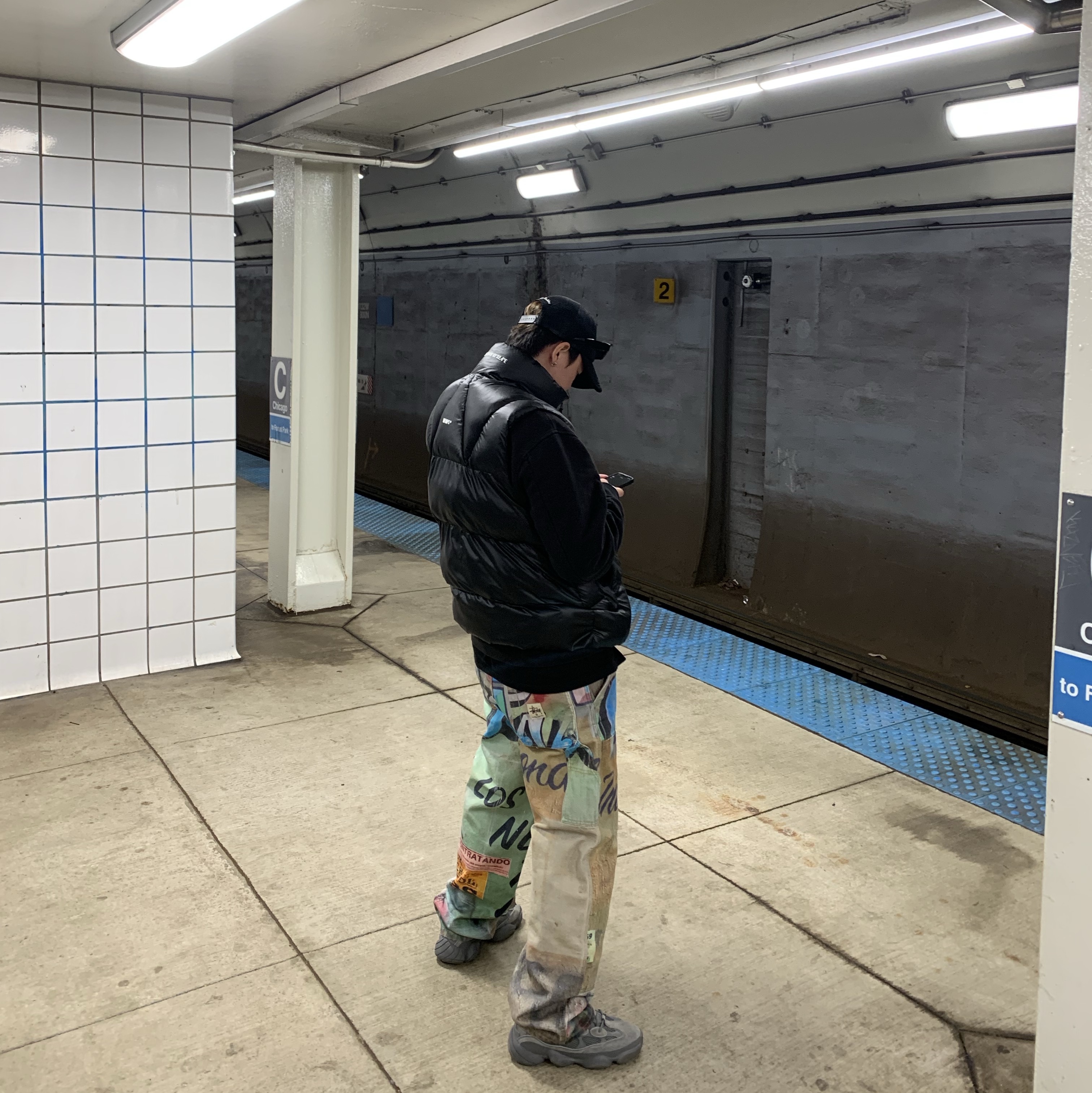 Adidas Yeezy 500 Granite, Stussy Work Pant Alfonso Canvas Multi 착용 스타일 - 3