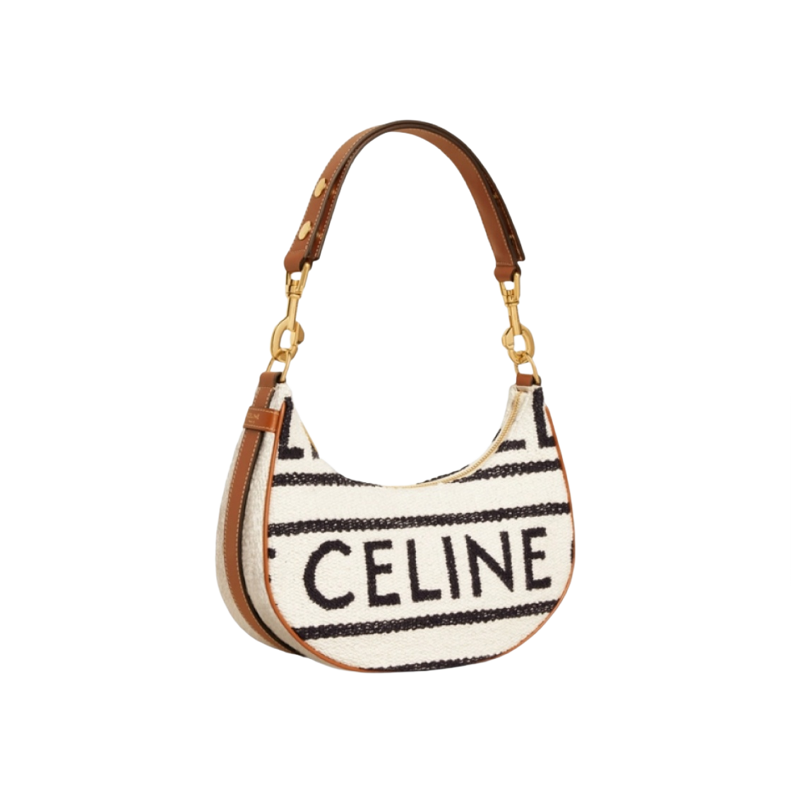 셀린느 카프스킨 셀린느 올 오버 텍스타일 미디움 아바 스트랩 백 화이트 블랙(Celine Medium Ava Strap Bag in Textile With Celine All Over and Calfskin White Black) - 2