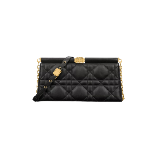 Dior Caro Colle Noire Clutch Chain Black Cannage Lambskin