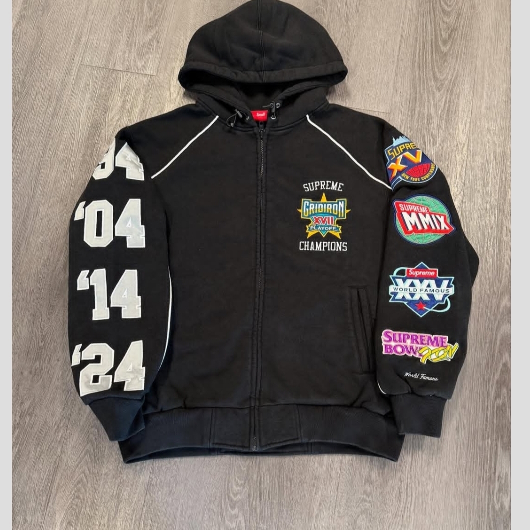 Supreme Playoffs Zip Up Hooded Sweatshirt Black - 25SS 착용 스타일 - 1