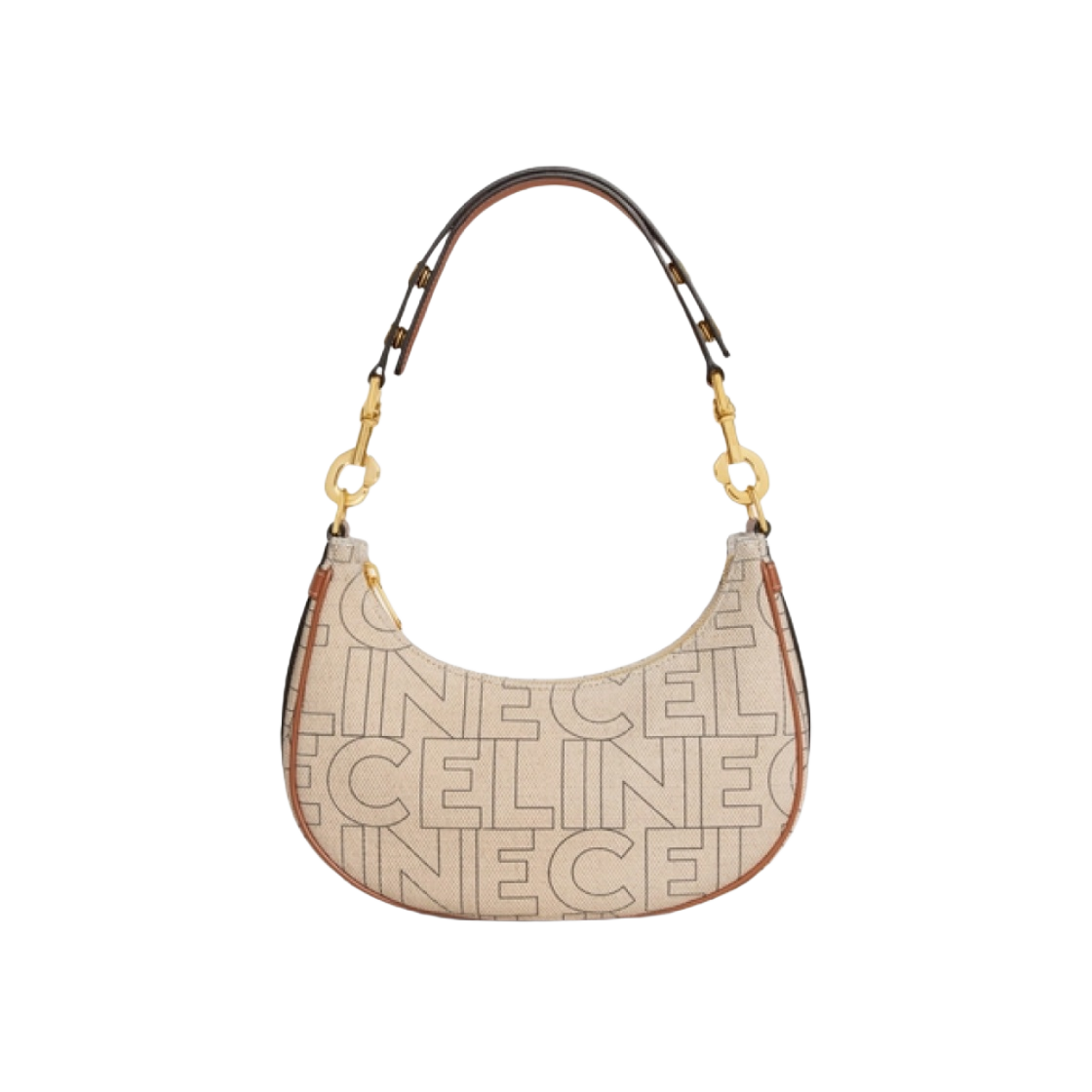 셀린느 올오버 프린트 텍스타일 미디움 아바 스트랩 백 내츄럴 탄(Celine Medium Ava Strap Bag in Textile with Celine All-Over Print Natural Tan)