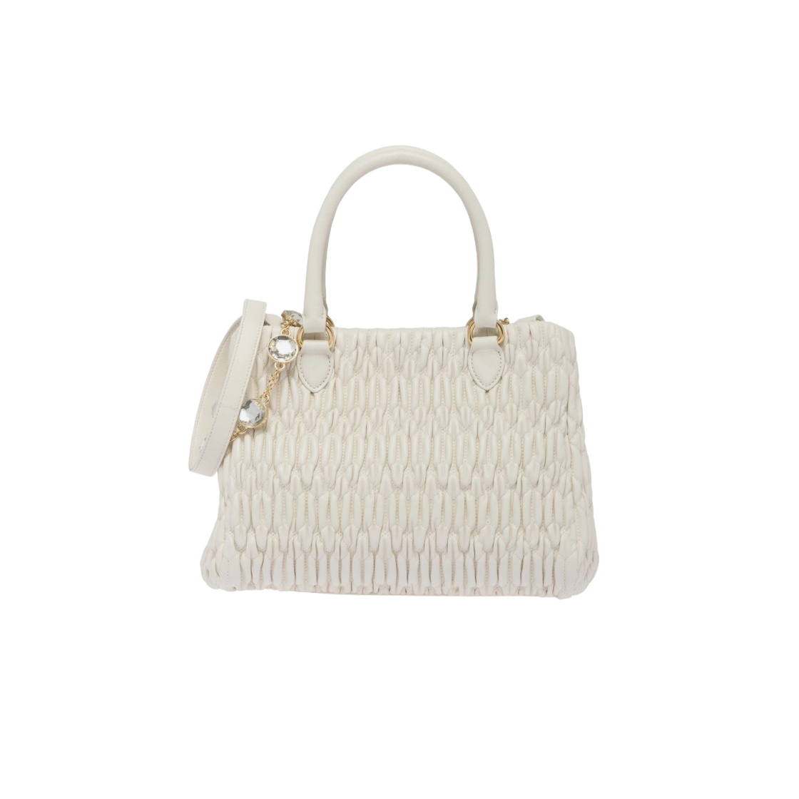 미우 미우 크리스탈 클로케 나파 가죽 핸드백 화이트(Miu Miu Crystal Cloque Nappa Leather Hand Bag White) - 2