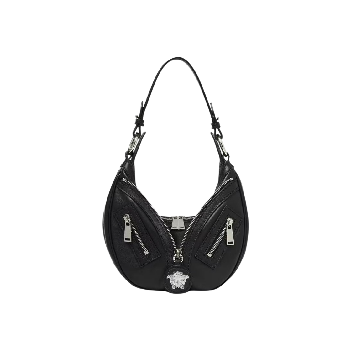 1007680-1A05878-1B00P Versace Repeat Small Hobo Bag Black Silver