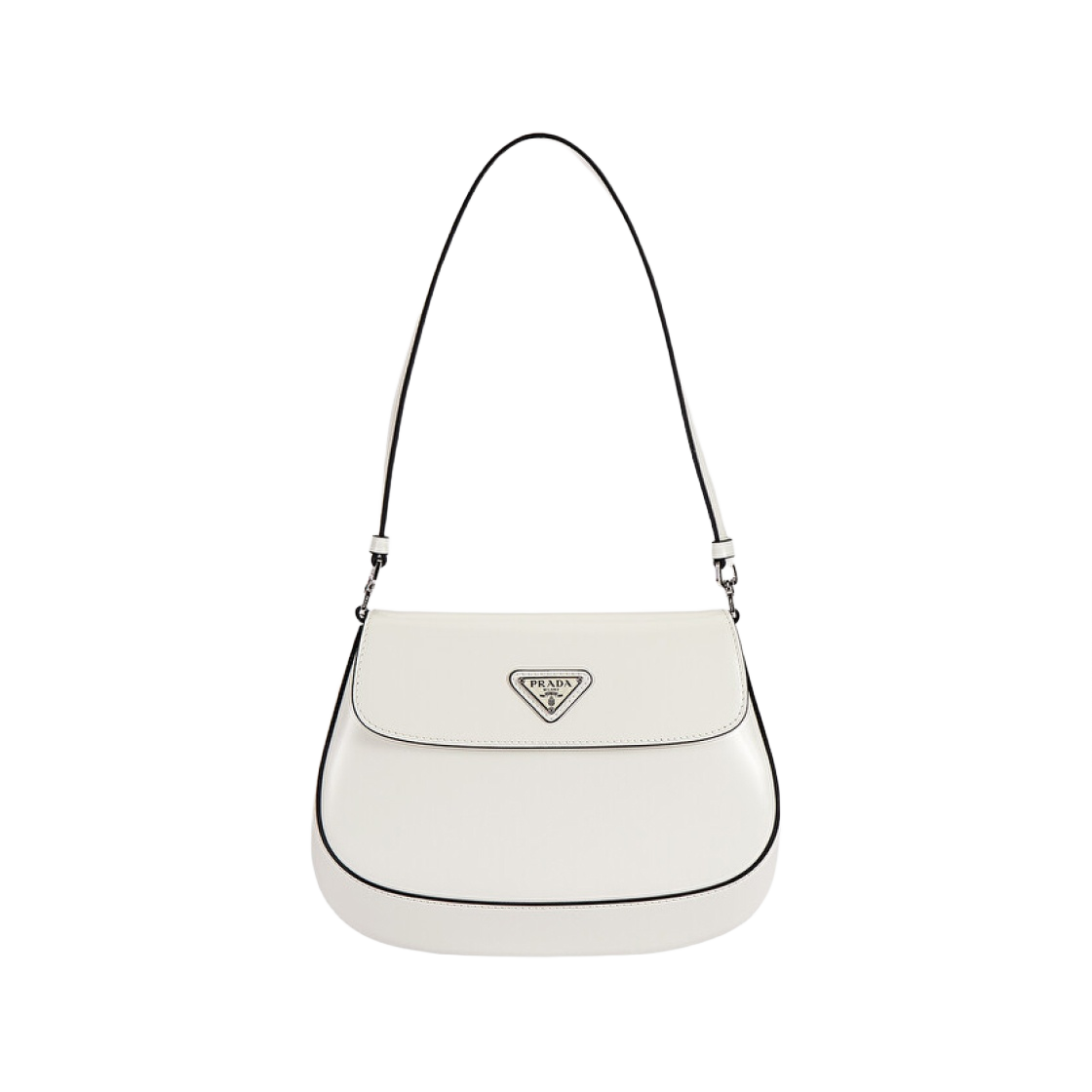 프라다 플랩 클레오 브러쉬드 레더 숄더백 화이트 N(Prada Cleo Brushed Leather Shoulder Bag with Flap White N)