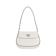 Prada Cleo Brushed Leather Shoulder Bag with Flap White N
