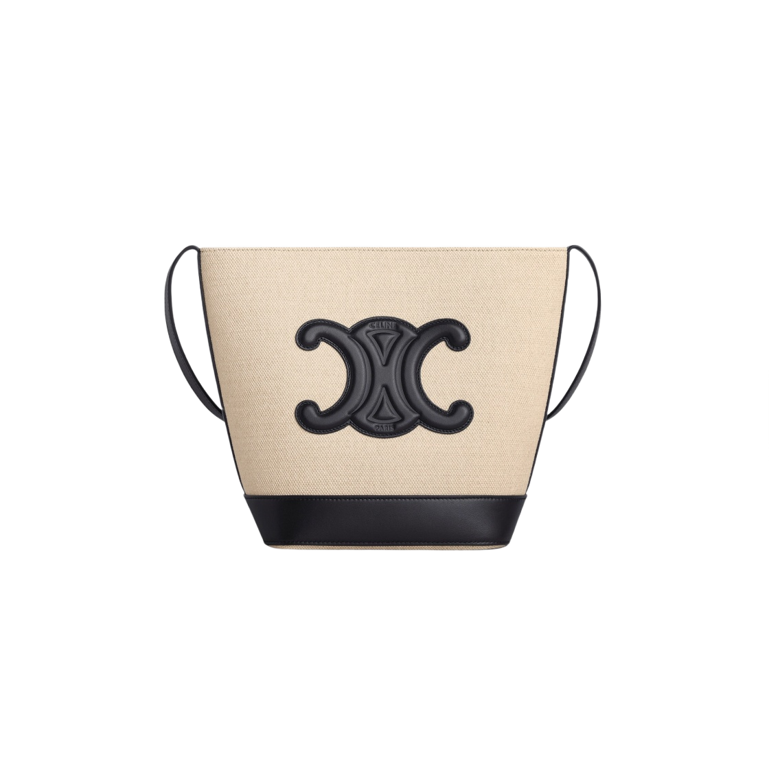 198242DU7-01VK Celine Small Bucket Bag Cuir Triomphe in Textile Calfskin Vanilla Black - 대표 이미지 #1