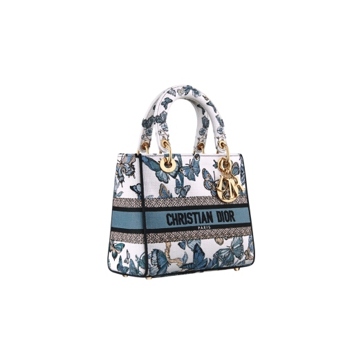 Dior Medium Lady D-Lite Bag White Pastel Midnight Blue Mexico