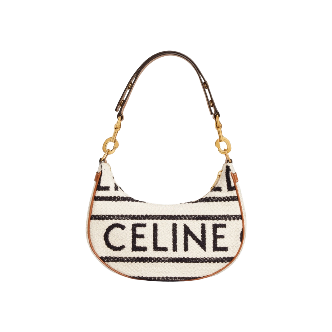 셀린느 카프스킨 셀린느 올 오버 텍스타일 미디움 아바 스트랩 백 화이트 블랙(Celine Medium Ava Strap Bag in Textile With Celine All Over and Calfskin White Black) - 1