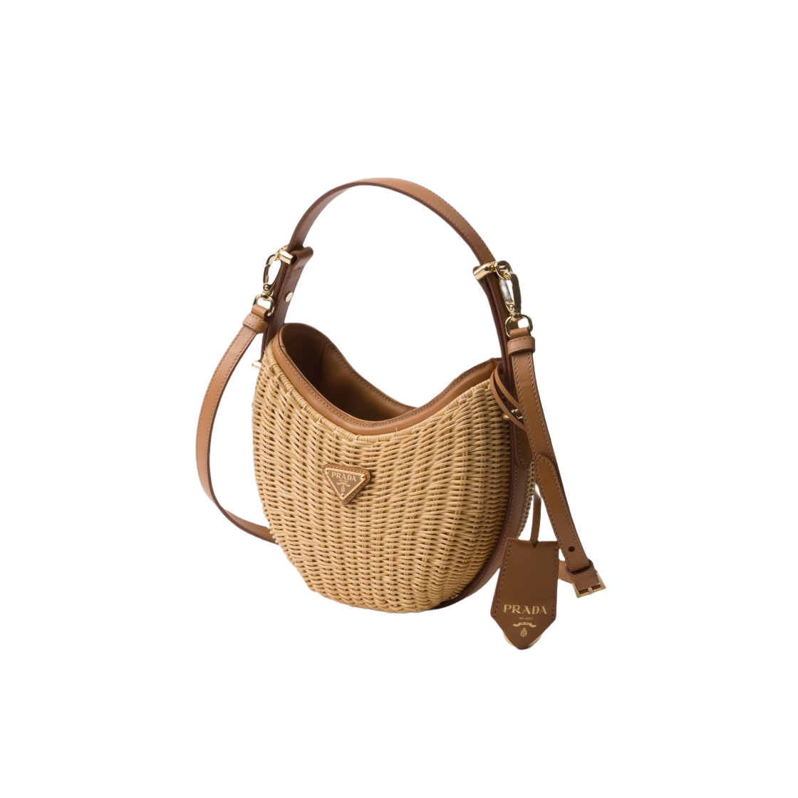 프라다 아르케 우븐 및 레더 백 내추럴(Prada Arque Woven and Leather Bag Natural) - 2