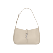 Saint Laurent Le 5 A 7 Hobo Bag in Shiny Leather Blanc Vintage
