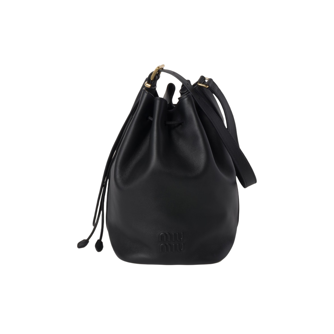 5BE089-2CRM-F0002 Miu Miu Leather Bucket Bag Black